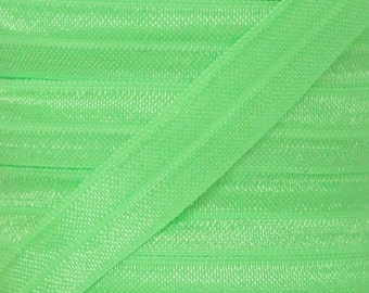 Neon Green Fold Over Elastic - Elastic For Baby Headbands and Hair Ties - 5 Yards of 5/8 inch FOE