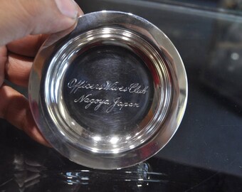 Nagoya Japan Engraved Sterling Silver Officers Wives Club Ashtray Spoon Rest