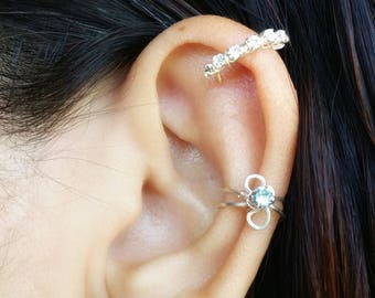 Something Blue for Bride - Bridal Ear Cuff - Edgy Jewelry - Bridesmaid Gift - Ear Cartilage Earrings - Ear Cuff No Piercing