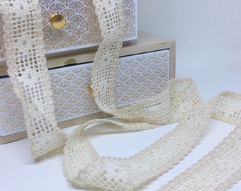 Woven cotton Ribbon ivory 30mm