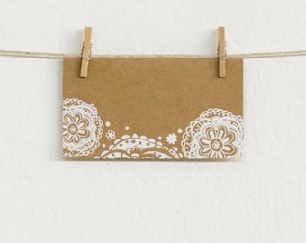 Place Cards - Doily embossed on Kraft