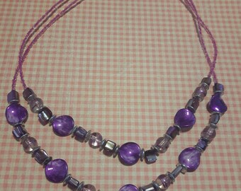 Double-strand purple necklace