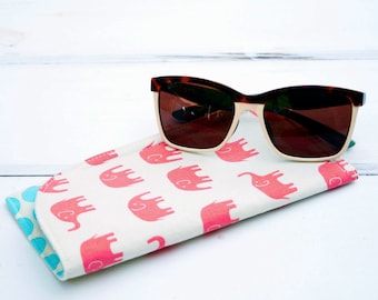 Pink Elephant Sunglass Case|Glass Sleeve|Monogrammed Cases for Oversized glasses|Funky Sunglass case|Elephants Polka Dots|Sunglass sleeves