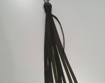 Dark olive green leather Tassel Me
