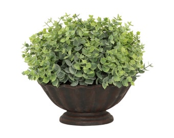 Artificial Green Potted Plant With Black Shell Vase - W 28 cm / D 28 cm / H 20 cm