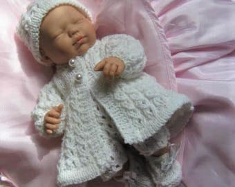 Doll Knitting Pattern - Winter White Cable Set CR61 for Dolls/Clay Baby/Berenguer Artist Doll