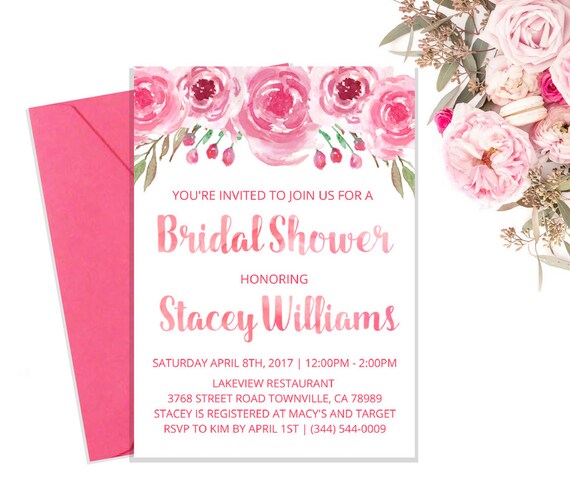 Pink Bridal Shower Invitation / Pink and White Bridal Shower