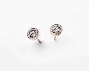 Solitaire Diamond Stud Earrings