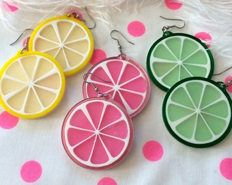 Fruit Slice Acrylic Laser Cut Earrings