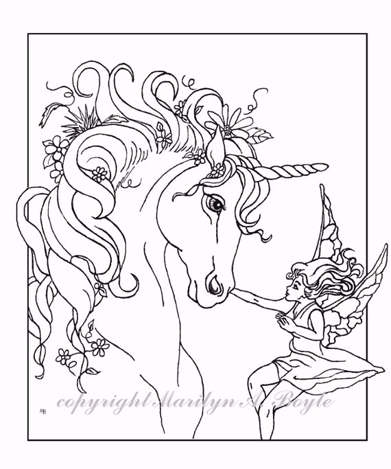  COLORING  BOOK of five PAGES  fantasy unicorns  fairy horse