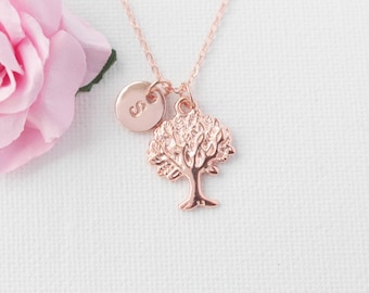 Rose gold Tree Necklace, Personalized Tree of life Necklace, gift for mothers day, rose gold Tree Pendant, Tree Jewelry, rose gold necklace.