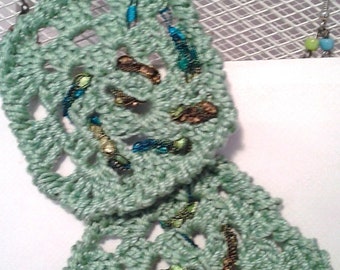 Aqua Sage Crocheted Earrings
