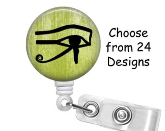 Egyptian Badge Reel, Medical Badge Reel, ID Badge Holder, Retractable clip, Hieroglyph badge reel, Eye of Horus Badge Reel, Bird Badge Reel