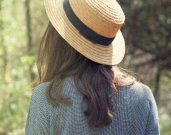 Vintage Woman Straw Hat Traditional Hat Summer Hat Beach Hat Panama Hat for Woman SPF Sun Hat Woman Nautical Straw hat