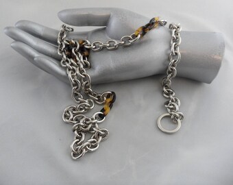 Faux Tortoise Shell Link Necklace Convertible Necklace Chain Link Belt Runway Statement Convertible Jewelry Avant Garde Jewelry Unique Belt