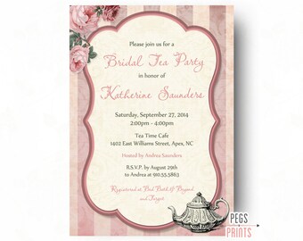 Floral Bridal Shower Tea Party Invitation // Printable Bridal Tea Party Invites // Shabby Chic Tea Party // Floral Tea Party Bridal Shower