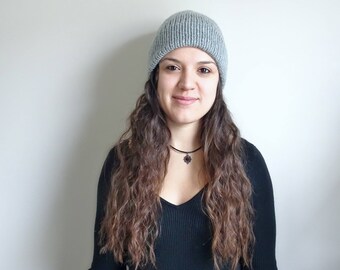Double Brim Beanie • Double Brim Hat • Knit Slouchy Hat • The Stuyvesant • In Color Grey