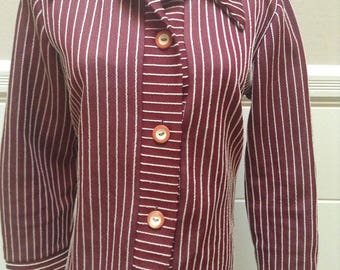 Vintage 1970s Micro Stripe Shirt Jacket