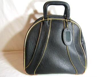 Bowling Ball Bag, Black Bowling Ball Bag, Tool Bag, Bowling Ball Purse, Retro Baggage