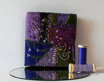 Handmade Felted Wool Crazy Patch Needle Book