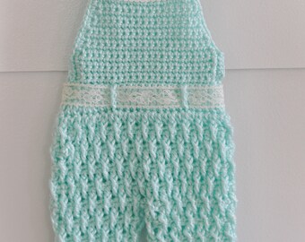 Newborn overalls crochet overalls photo prop baby girls crochet pants crochet mint green newborn romper longalls shower gift ready to ship