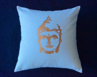 Handmade pillow- white- buddha