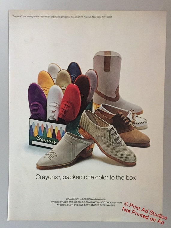 1980 Crayons Men and Women's Shoes Print Ad
