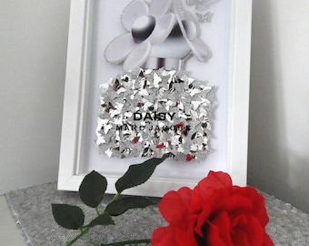 Marc Jacobs Daisy Perfume picture silver or dusky pink,3d box framed, bathroom,living room,conservatory,personalised,,beauty salon,Daisy