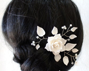 White Magnolia, Flower Hair Clips. Flower Accessories, Magnolia Wedding Hair Accessories, Wedding Hair Flower Hair, Bridal Flower Hair Pin