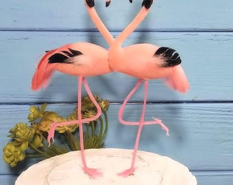 choose accessories at checkout flamingo gay wedding chic flamingo cake topper -flocked head & feathers body