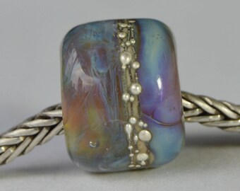 Unique Handmade Lampwork Glass European Charm Bead with Pure Silver - SRA - Fits all charm bracelets - Silver Core Options