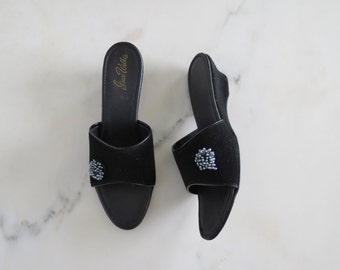 50s beaded slides / vintage sandals / vintage NOS shoes