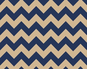 SALE Riley Blake Fabric NAVY Medium Chevron Color Navy/Tan C380-25