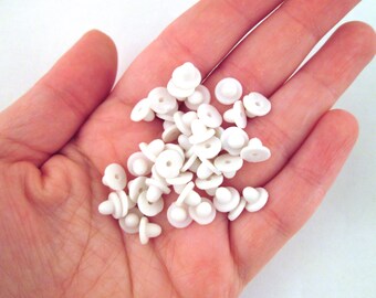 100 White Rubber Earring Back Stoppers 8x7mm, G136