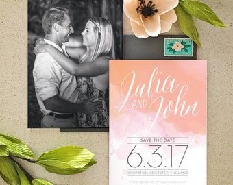 Blush Watercolor Semi-Custom Save the Date