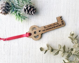 Personalized First Christmas in Our New Home Ornament - Skeleton Key Christmas Ornament - Moving Gift - Housewarming Gift - Stocking Stuffer
