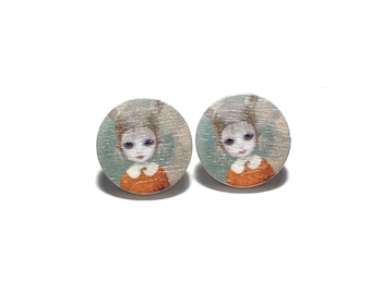 Creepy Girl Earrings, Halloween Jewelry, Halloween Earrings, Weird Earrings, Gift for her, Gift, Scary, Stocking Stuffer, Halloween,