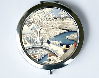 Japanese Woodblock Snow Compact Mirror Pocket Mirror