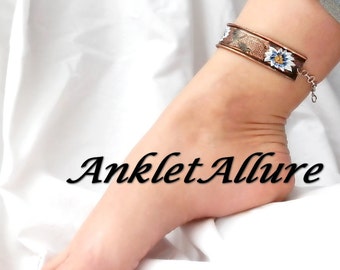PAINTED Anklet DAISY Ankle Bracelet Copper Anklet Cuff AnkletS for Women