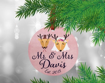 First Christmas ornament married, First Christmas married ornament, Our First Christmas married Ornament, Mr and Mrs Ornament.Deer ornament