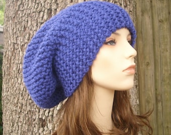 Oversized Knit Hat Womens Hat Blue Slouchy Beanie - Blue Slouchy Hat Cobalt Blue Hat Blue Beanie Womens Accessories - READY TO SHIP
