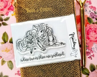 Two or Three Mini Stamps Christian Scrapbooking Stamping Bible Journaling Unicorn Sister friendship Bible friend Growing Meadows Tai Bender