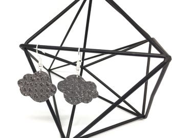 "The Stratus" grey is handmade leather earrings