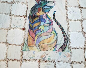 Shabby Chic Rattie Hand Painted Queen Quilt