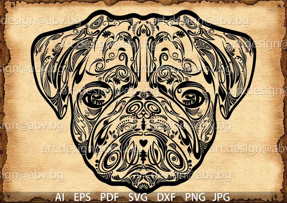 Download Vector DOG from ornaments pug mops AI PNG eps pdf svg