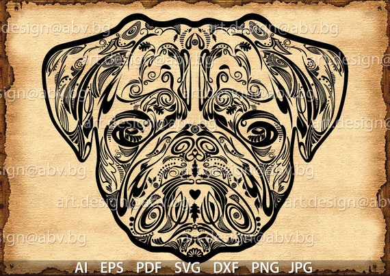 Download Vector DOG from ornaments pug mops AI PNG eps pdf svg