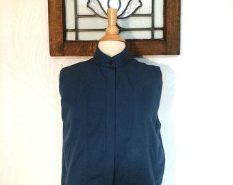 Mens Blue Vest Vintage 1980s Lightweight Vest - S