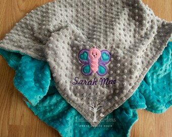 Personalized Minky Baby Blanket, Personalized Baby Gift, Butterfly Appliqued Minky Baby Blanket, Butterfly Baby Blanket