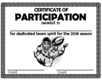 Item#035 - 2018 Football Sports Certificate - Digital Download