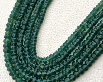 SUPER Super Finest Quality, Natural Chrome Green APATITE Faceted Roundells, Size 5-6mm Aprx.8 inch Long Strand